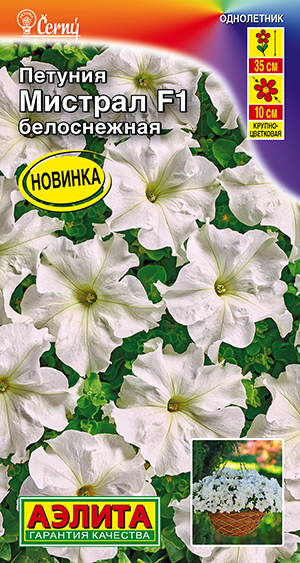 Петуния Мистрал F1 белоснежная крупноцветковая Петуния Мистрал F1 белоснежная крупноцветковая