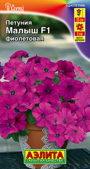 Петуния мини Малыш F1 фиолетовая многоцветковая Петуния мини Малыш F1 фиолетовая многоцветковая
