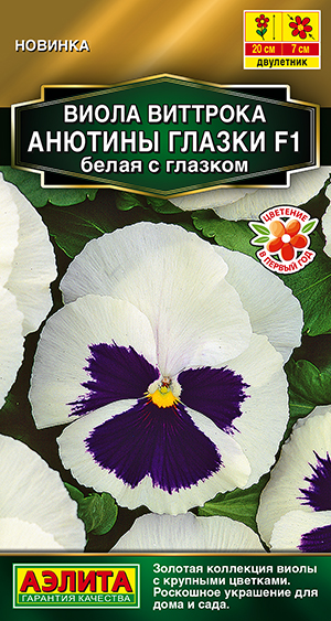 Виола Анютины глазки F1 белая с глазком Виола Анютины глазки F1 белая с глазком